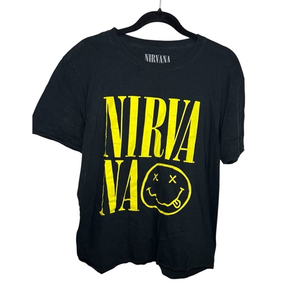 NIRVANA Black and Yellow Cotton Graphic Tee - Picture 1 of 4